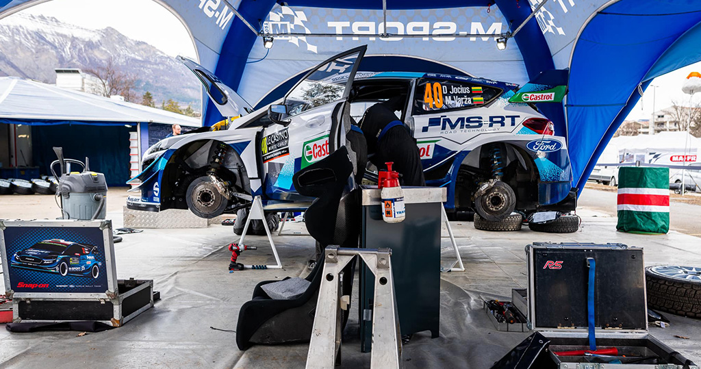 M-Sport team working on Deividas Jocius car at Monte-Carlo rally